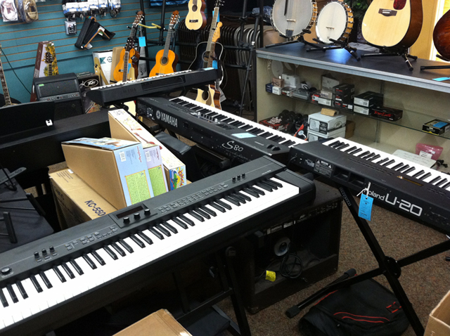 Digital keyboards at The Symphony Music Shop, North Dartmouth, MA